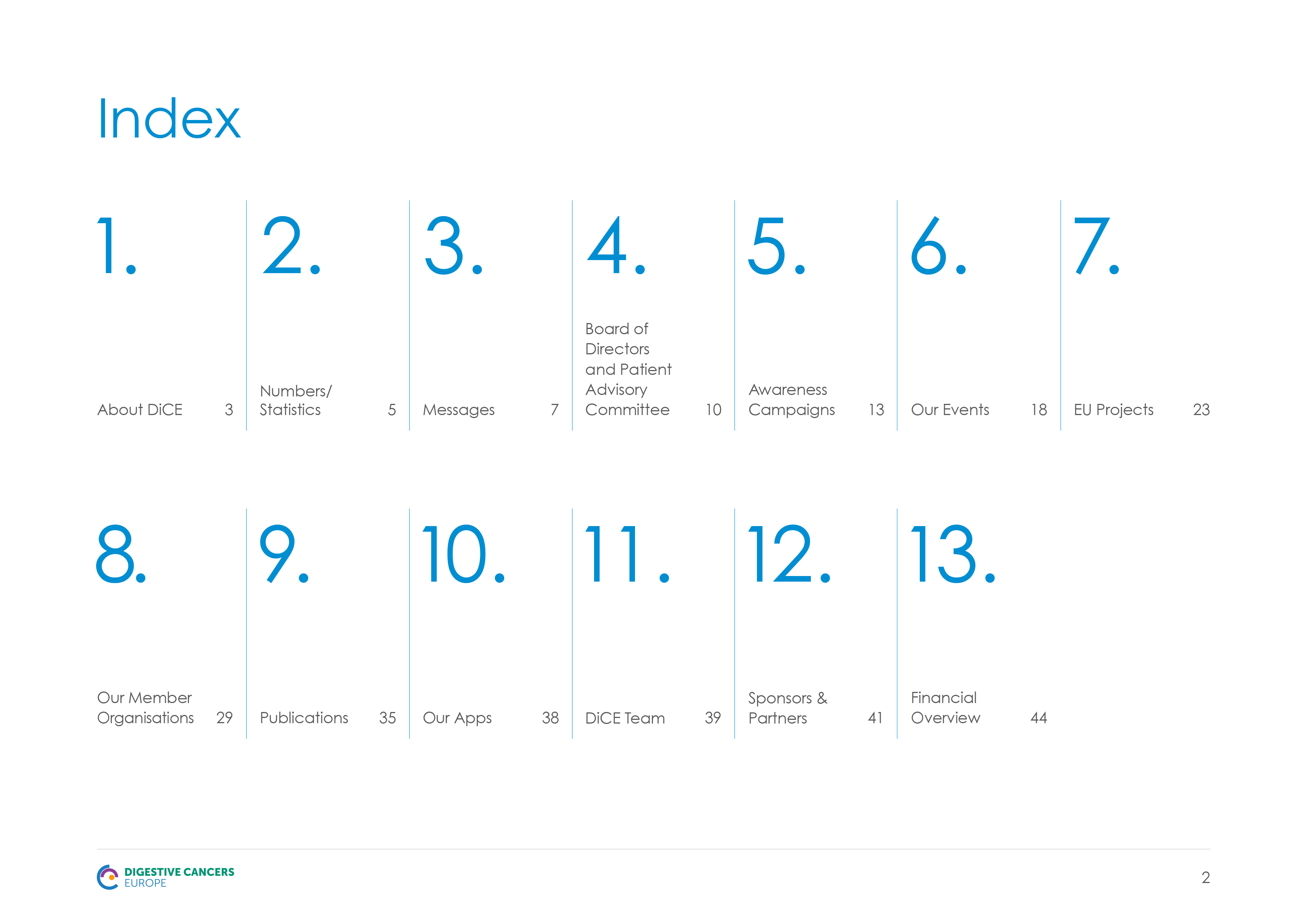 Digestive Cancers Europe Annual Report index