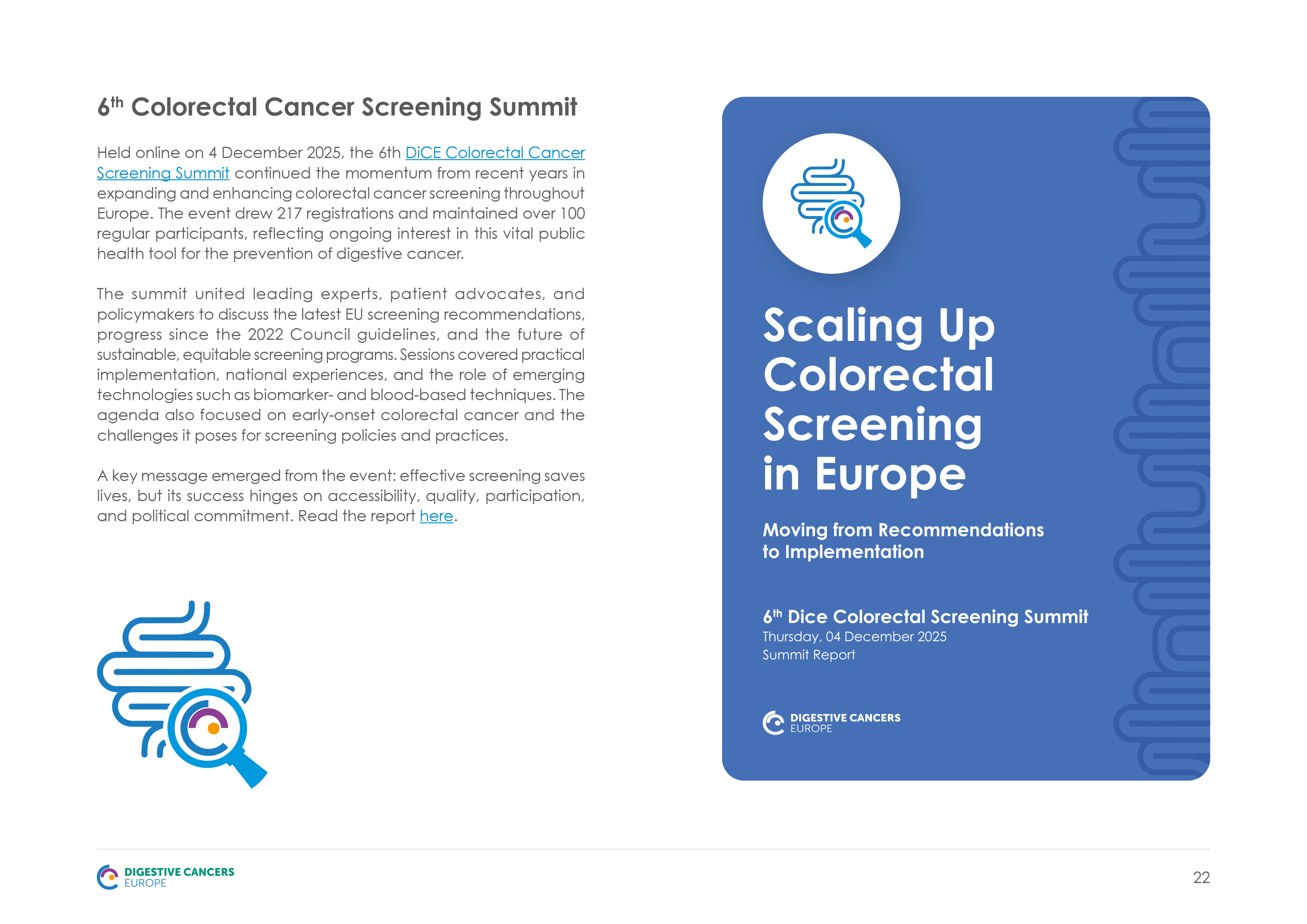 Digestive Cancers Europe Annual Report social support