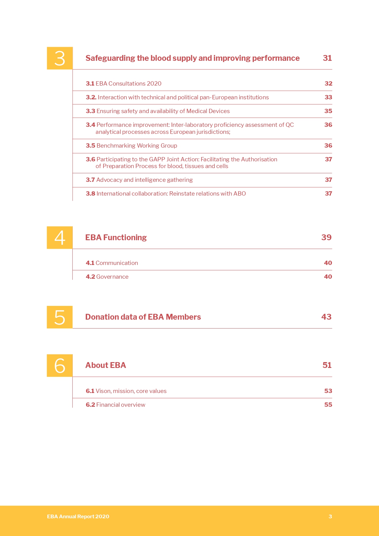 European Blood Alliance Annual Report contents continued