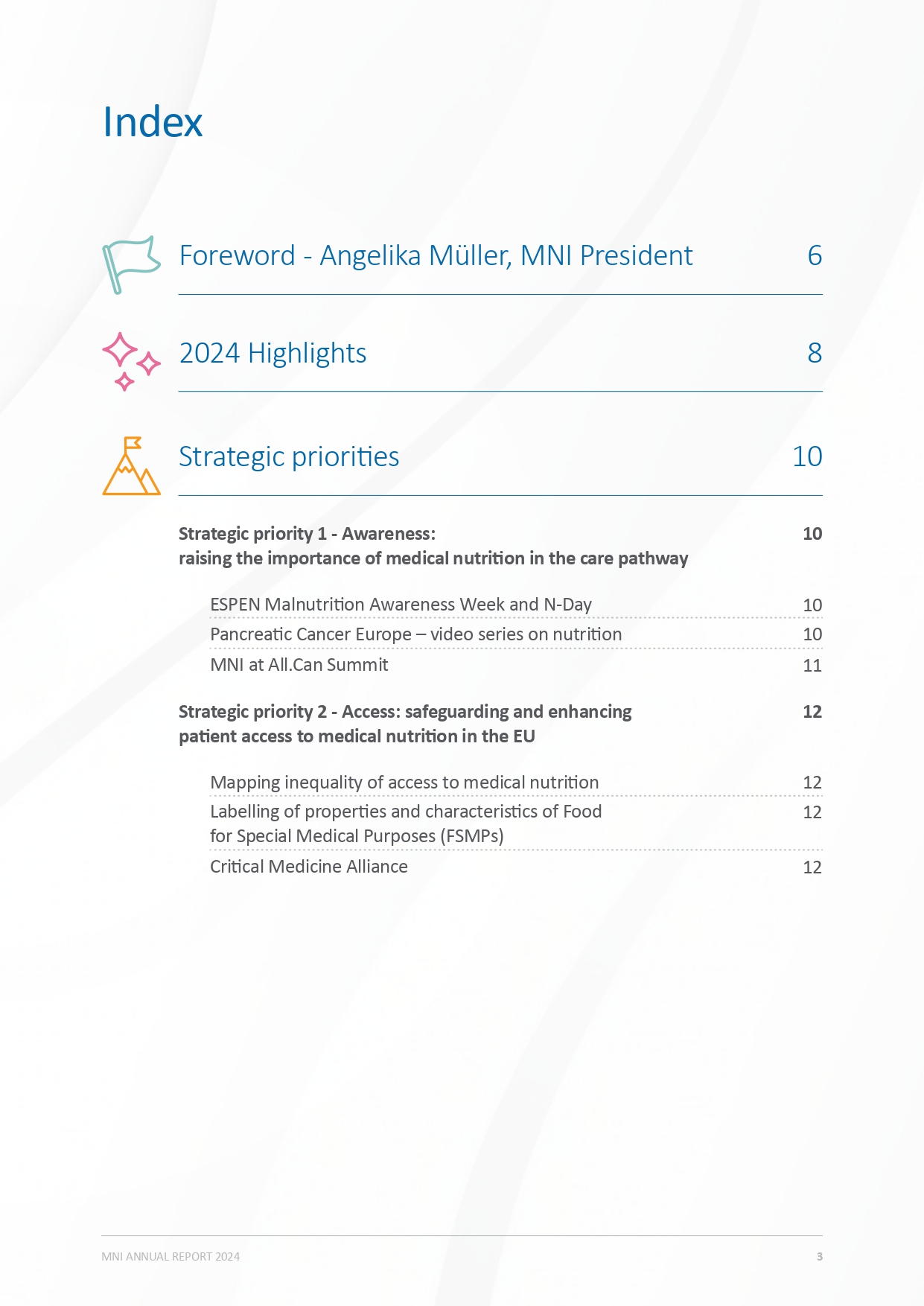 Medical Nutrition Industry Annual Report contents page