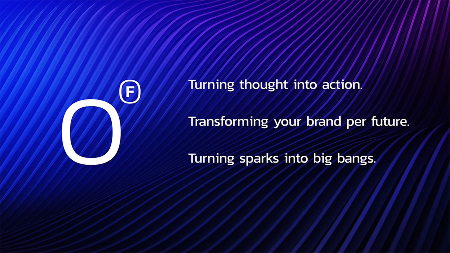 Origin of Future brand statements on a blue abstract background