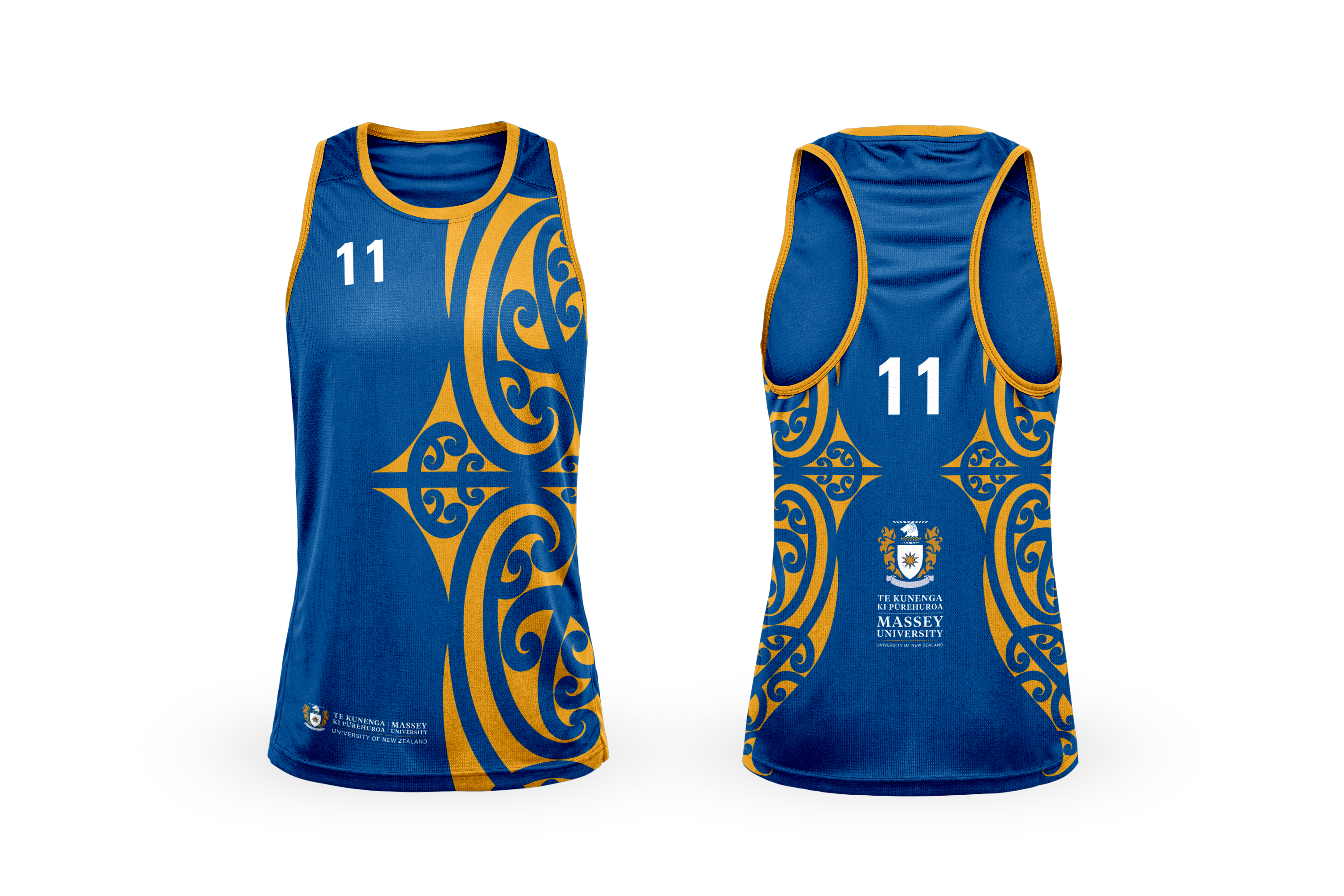 Massey University netball uniform in blue