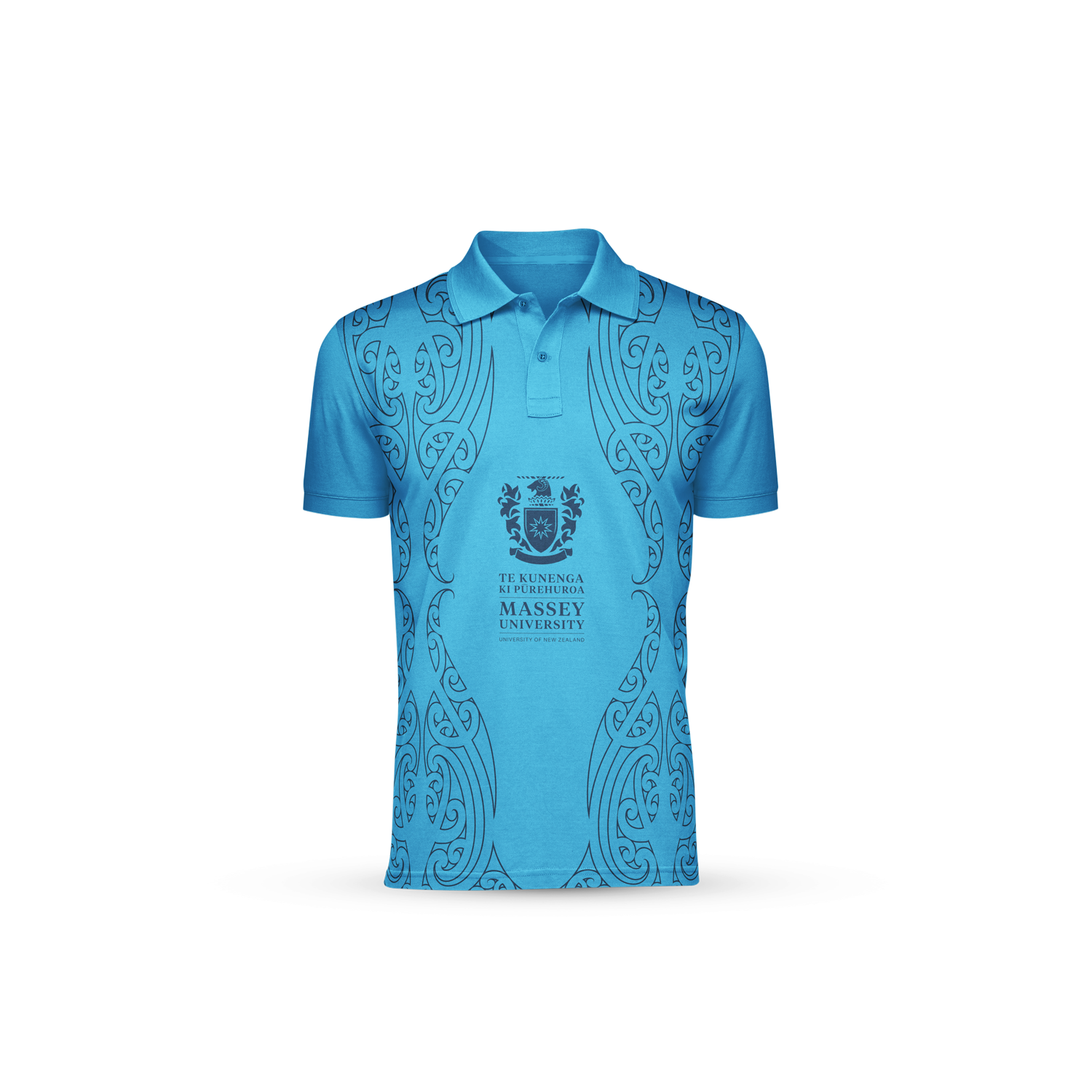 Massey University light blue polo shirt