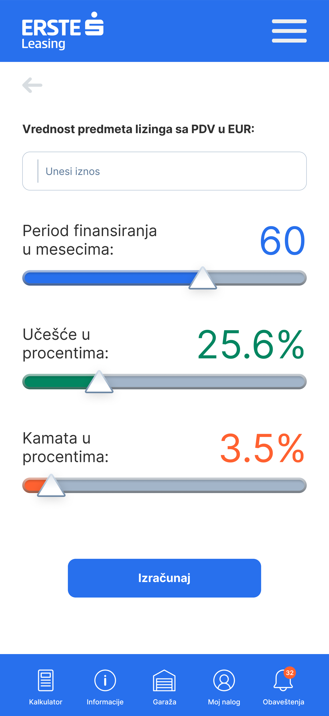 Erste Leasing mobile app leasing calculator