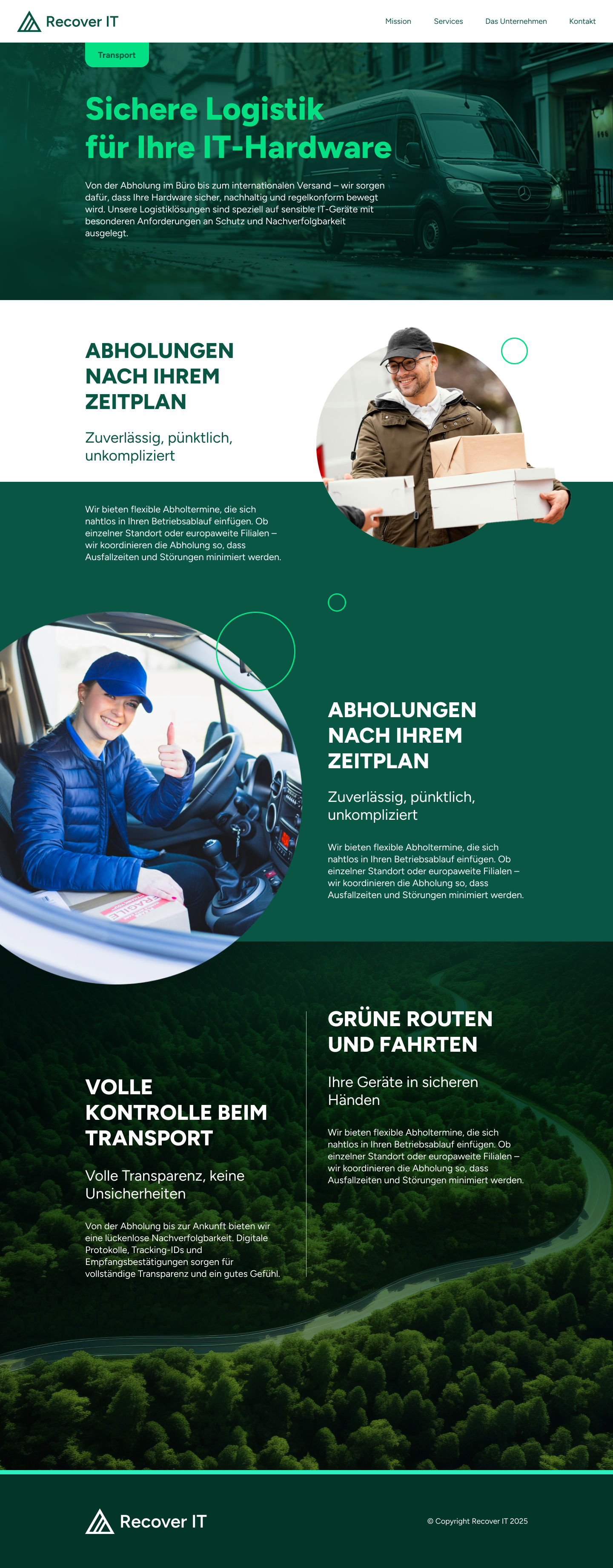 Recover IT transport service page
